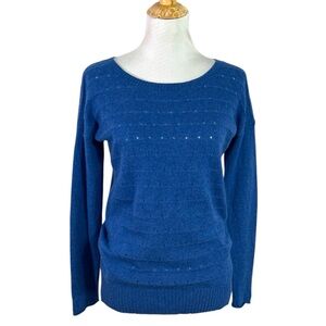 Saffron 100% Cashmere Perforated Sweater with Wide Neck Size Large